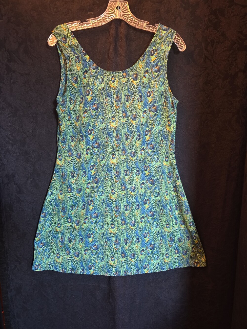 Ali & Kris Sleeveless Peacock-Print Women’s  Blue Green Dress